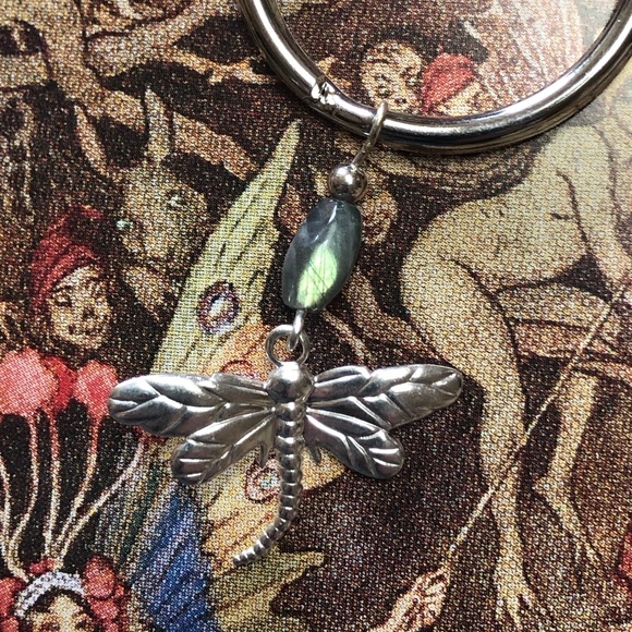 Labradorite Dragonfly Keychain